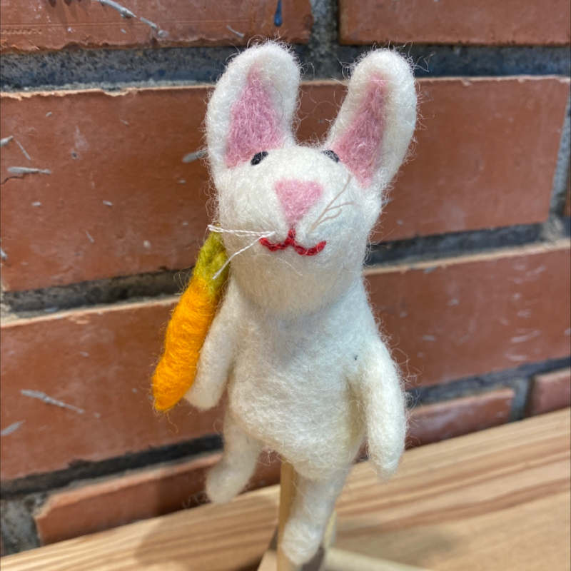 Finger Puppet-White Rabbit with Carrot