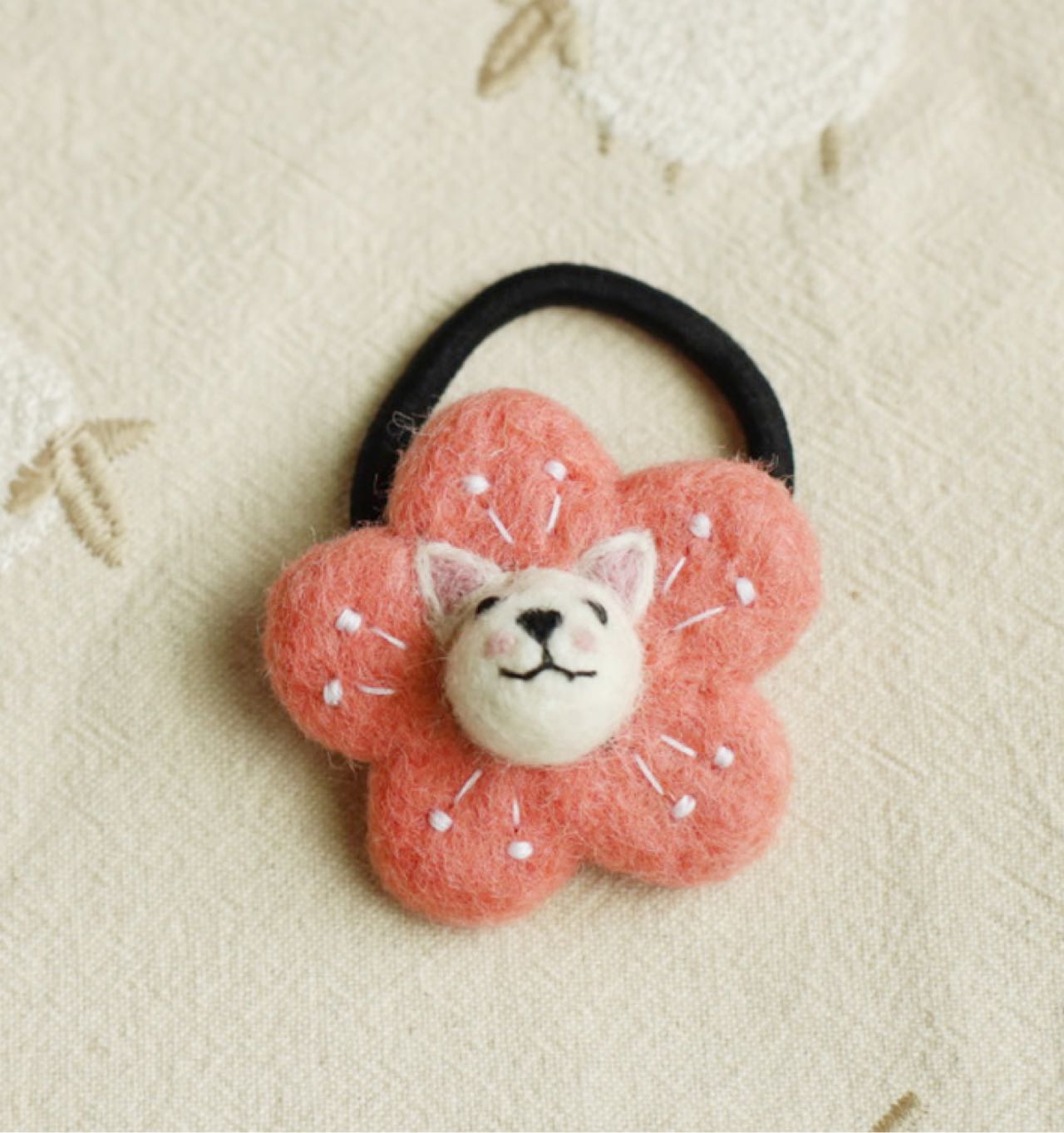 Hair Tie-Cherry Blossom Cat