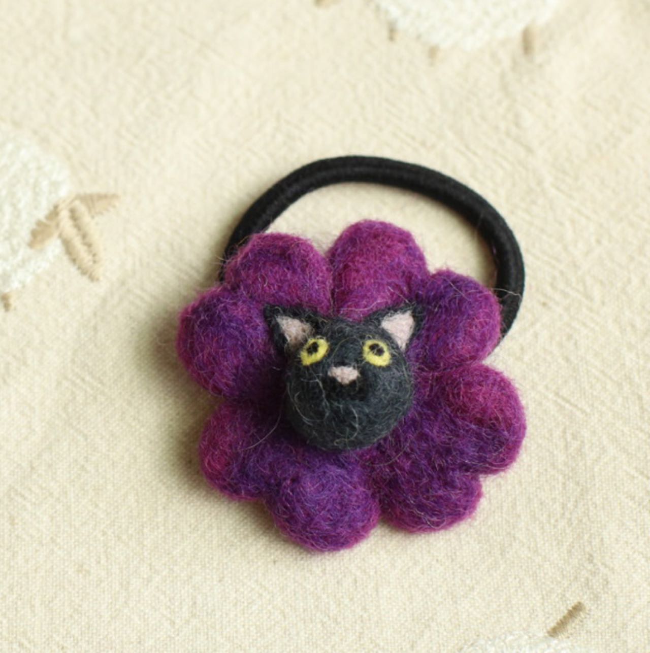 Hair Tie-Clover Purple Cat