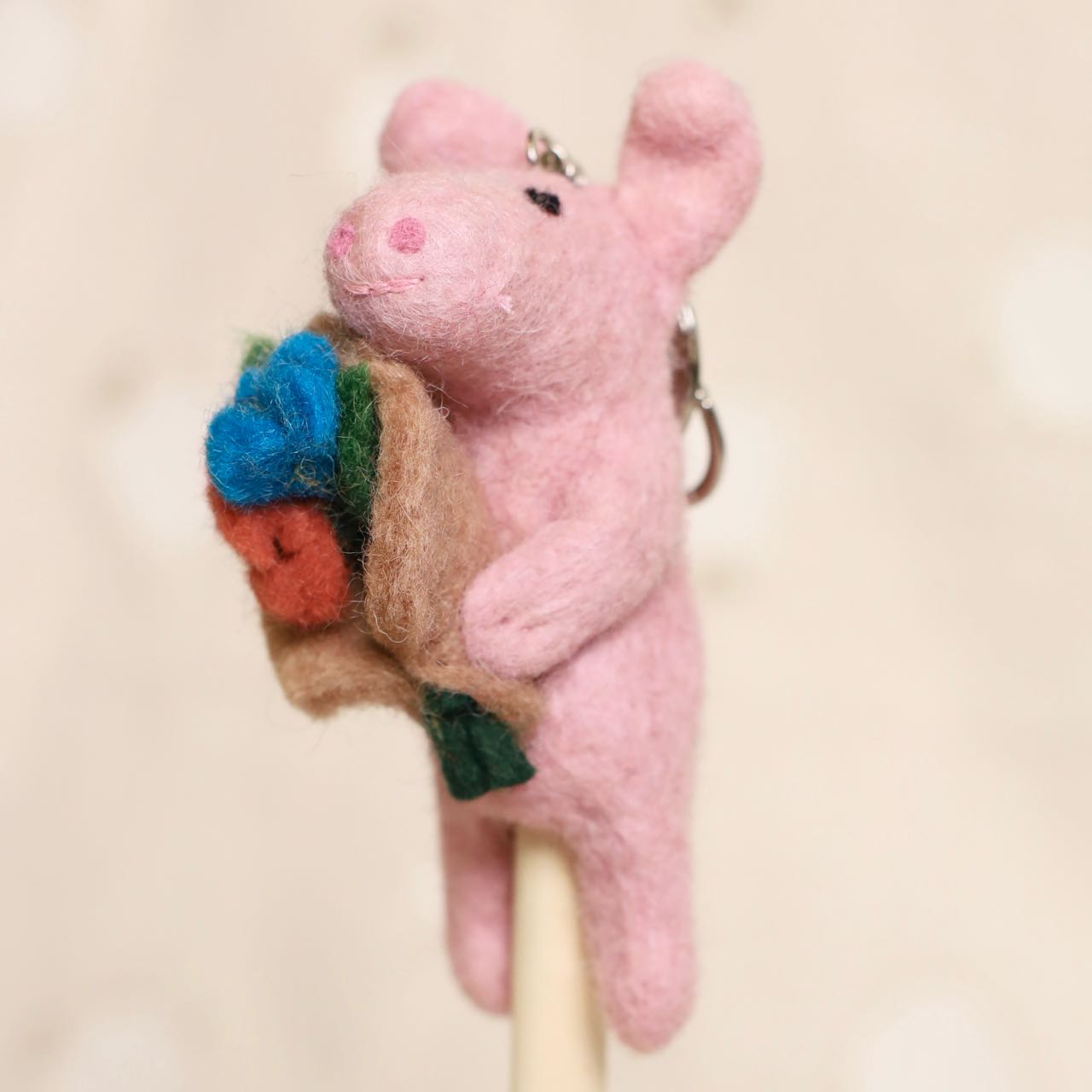 Finger Puppet-Piggy with Flower